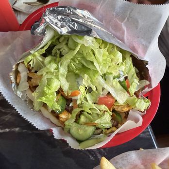 Moe's Mediterranean - Mixed Gyro & Chicken sandwich Combo which comes with drink and French fries - Kebab Near Me - San Luis Obispo, California Moe's Mediterranean - Mixed Gyro & Chicken sandwich Combo which comes with drink and French fries - Kebab Near Me - San Luis Obispo, California