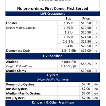 Blue Ocean Mariculture - Their menu (2024.11) - Seafood Markets Near Me - Kailua-Kona, Hawaii Blue Ocean Mariculture - Their menu (2024.11) - Seafood Markets Near Me - Kailua-Kona, Hawaii