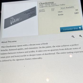 Valette Restaurant - The description of Valette's David Ramey Chardonnay - New American Near Me - Healdsburg, California Valette Restaurant - The description of Valette's David Ramey Chardonnay - New American Near Me - Healdsburg, California