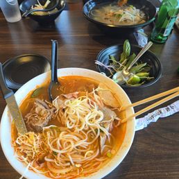 Bun bo hue and chicken pho Bun bo hue and chicken pho