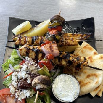 Pita Pitaki - Chicken Kalamaki plate, with potato wedges - Greek Near Me - Long Beach, California