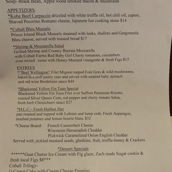 Cobalt Grille - Tonight's specials - New American Near Me - Virginia Beach, Virginia