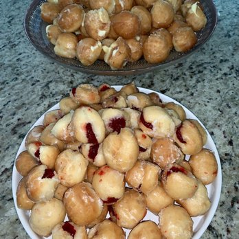 Great Donuts - Plattered custard filled and raspberry jelly filled donut holes for our family bbq - Donuts Near Me - Novato, California