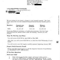 Harold Washington Social Security Center - Letter received from Harold Washington Social Security Office.