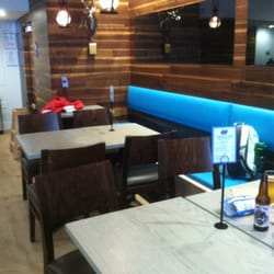 Indoor seating. No booze allowed outside.