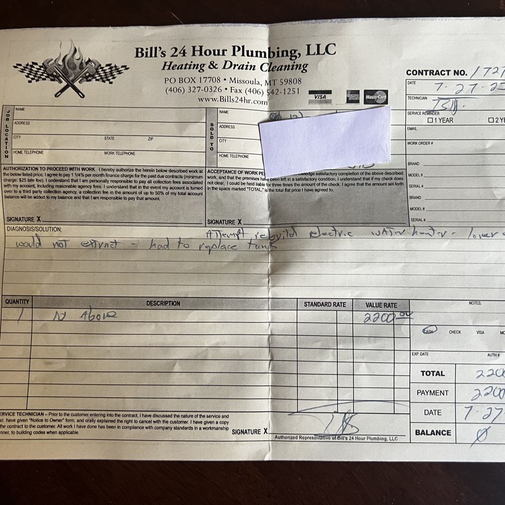 Bill's 24 - Plumbing Near Me - Missoula, Montana