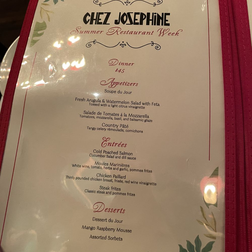 Chez Josephine - Summer Restaurant Week menu - French Near Me - New York, New York