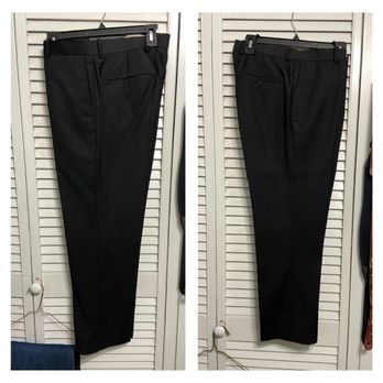 Quick Fix Tailoring Alterations & Tuxedo Rentals - pants on left were 10" wide at thigh and 8 at hem. Joe tapered to 8" and 6"  making these 1999 style suit pants into 2020 slim fit cut pants - Sewing & Alterations Near Me - Houston, Texas