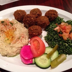 Falafel, Etc - Falafel plate w/ baba ghanoush (left) and tabbouleh (right)