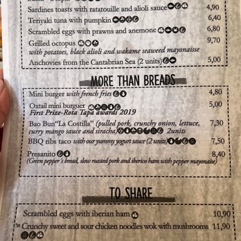 Utopia - Back of menu in English. - Tapas Bars Near Me - Rota, California