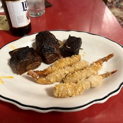 Buffalo Bill's Irma Hotel - Buffalo ribs and coconut shrimp