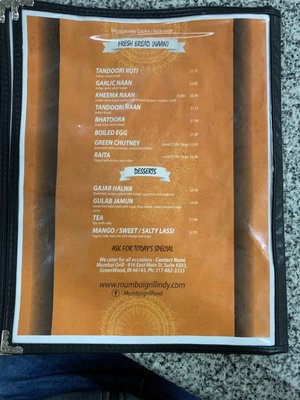 Menu photo 1 Mumbai Grill Greenwood, IN