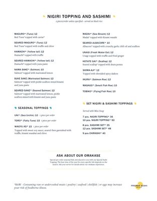 Menu photo 2 Friends Sushi Izakaya Chicago, IL Menu photo 2 Friends Sushi Izakaya Chicago, IL