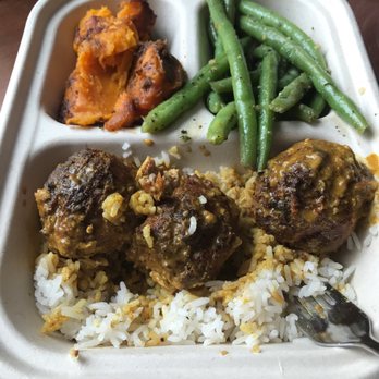 Feature Eatery - Thai pork meatballs on coconut rice with sweet potatoes and Italian green beans. Yum! - Gluten-Free Near Me - East Amherst, New York Feature Eatery - Thai pork meatballs on coconut rice with sweet potatoes and Italian green beans. Yum! - Gluten-Free Near Me - East Amherst, New York