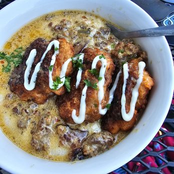 Joe Brown’s Lounge - Salmon croquettes with grits - Lounges Near Me - Portland, Oregon Joe Brown’s Lounge - Salmon croquettes with grits - Lounges Near Me - Portland, Oregon