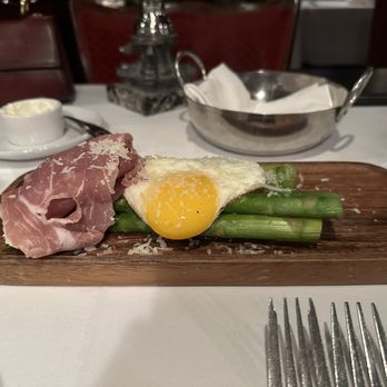 The Cellar Restaurant - Asparagus Milanese Fried Egg, Parmigiano-Reggiano & Prosciutto - French Near Me - Fullerton, California The Cellar Restaurant - Asparagus Milanese Fried Egg, Parmigiano-Reggiano & Prosciutto - French Near Me - Fullerton, California