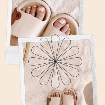 Lavish Nail Studio - White Gel Pedicure with Gold Glitter. - Nail Salons Near Me - Garden Grove, California