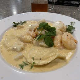 Seafood Alfredo with lobster ravioli! Seafood Alfredo with lobster ravioli!