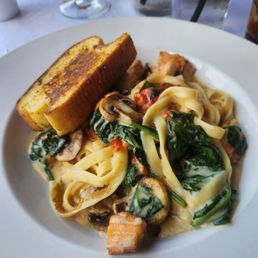 Wonderful ( lunch menu) Salmon and pasta, comes with soup or salad Wonderful ( lunch menu) Salmon and pasta, comes with soup or salad
