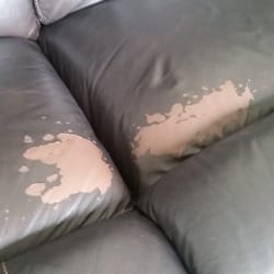 I told the salesman I want a real leather couch with a quality finish that won't crack or peel. This is what I got.. one year later