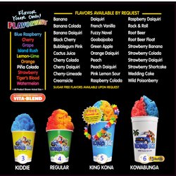 Kona Ice of Spokane - Our regular menu