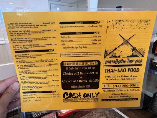 Menu photo 3 Thai & Laos Market Anaheim, CA