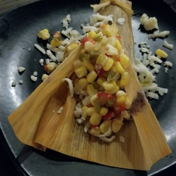 111 Bistro - Course 2, Tamale, Chorizo, cheese, and corn relish. - New American Near Me - Medina, Ohio