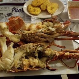 Lobster with fried plantains Lobster with fried plantains