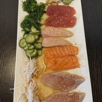 Sushi Teri - Samurai Sashimi (top to bottom): Tuna, Yellow Tail, Salmon and Albacore - Japanese Near Me - Goleta, California Sushi Teri - Samurai Sashimi (top to bottom): Tuna, Yellow Tail, Salmon and Albacore - Japanese Near Me - Goleta, California
