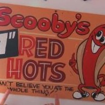 Scooby's Red Hots - Your pick - 7" or a solid foot of meaty goodness awaits you at Scooby's! - Hot Dogs Near Me - Arlington Heights, Illinois Scooby's Red Hots - Your pick - 7" or a solid foot of meaty goodness awaits you at Scooby's! - Hot Dogs Near Me - Arlington Heights, Illinois