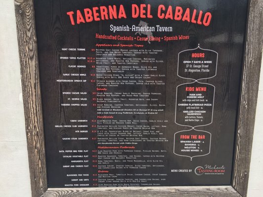 Menu photo 3 Taberna del Caballo St Augustine, FL