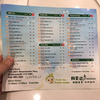 Presotea - Menu - Bubble Tea Near Me - Richmond, British Columbia Presotea - Menu - Bubble Tea Near Me - Richmond, British Columbia