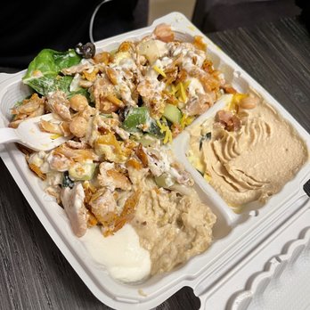 ACHILLES - Chicken Shawarma Plate, husband already dug into it lol - Mediterranean Near Me - Santa Clara, California