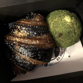 Bibble & Sip - black sesame almond croissant + matcha cream puff - Coffee & Tea Near Me - New York, New York Bibble & Sip - black sesame almond croissant + matcha cream puff - Coffee & Tea Near Me - New York, New York