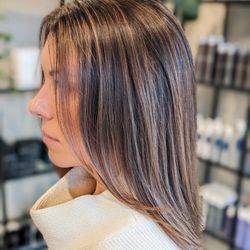 Shine On Salon - Dimensional brunette with hand painted highlights