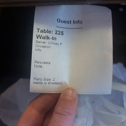 Texas Roadhouse - The piece of paper the manager is supposed to grab when they do table touches. Still on the table