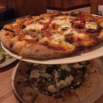 Pizzeria DeVille - Johnny veg on top and the custom make UR own on bottom. Goat cheese/pesto/ spinach/grilled onion/potato - Pizza Near Me - Libertyville, Illinois Pizzeria DeVille - Johnny veg on top and the custom make UR own on bottom. Goat cheese/pesto/ spinach/grilled onion/potato - Pizza Near Me - Libertyville, Illinois