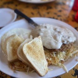 Judy's Country Kitchen - Small portion country fried steak and eggs