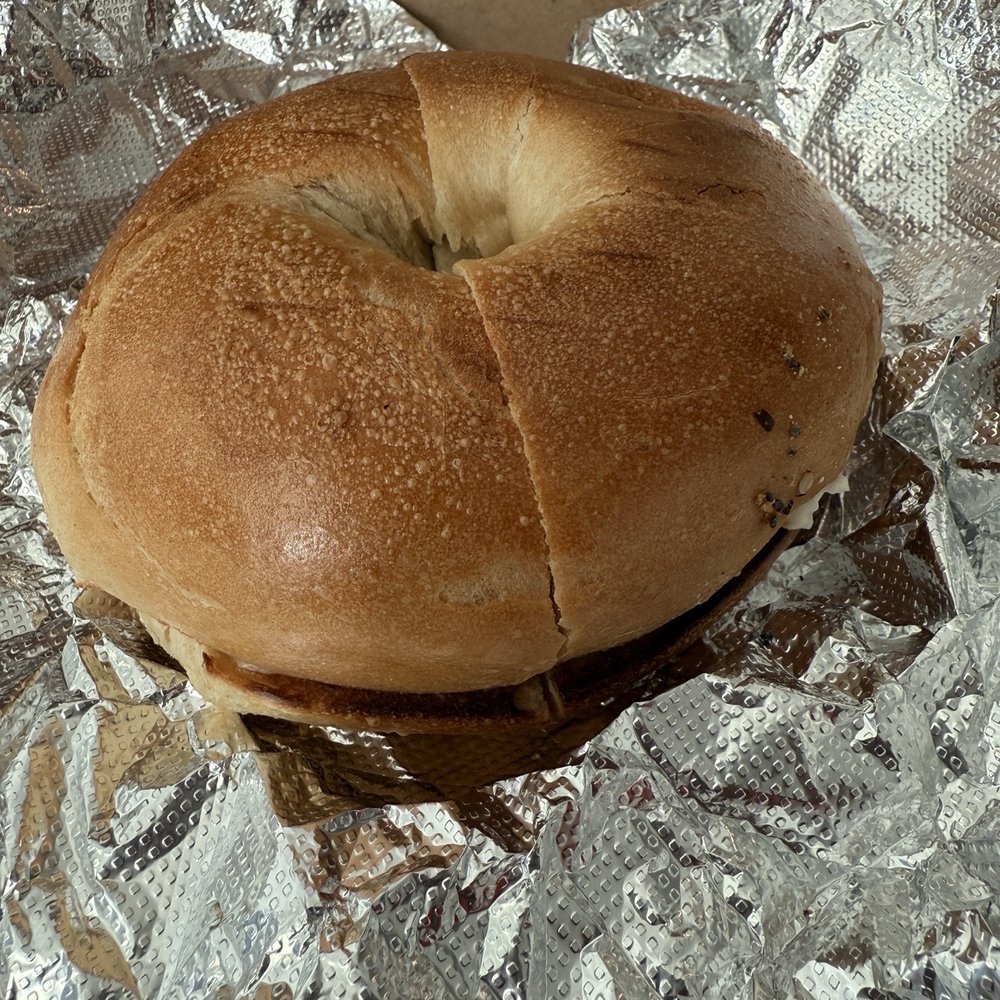 No fuss. Toasted Bagel with cream cheese No fuss. Toasted Bagel with cream cheese