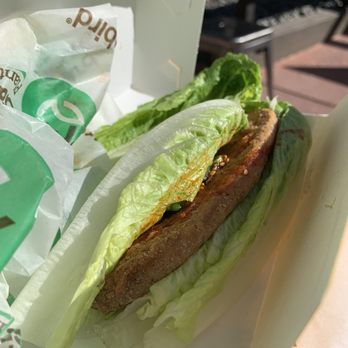 Starbird Chicken - hot honey sandwich with plant based chicken, subbed lettuce for bread - Chicken Shop Near Me - Campbell, California Starbird Chicken - hot honey sandwich with plant based chicken, subbed lettuce for bread - Chicken Shop Near Me - Campbell, California