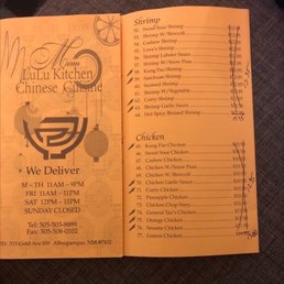 Menu with prices as of 6/9/22