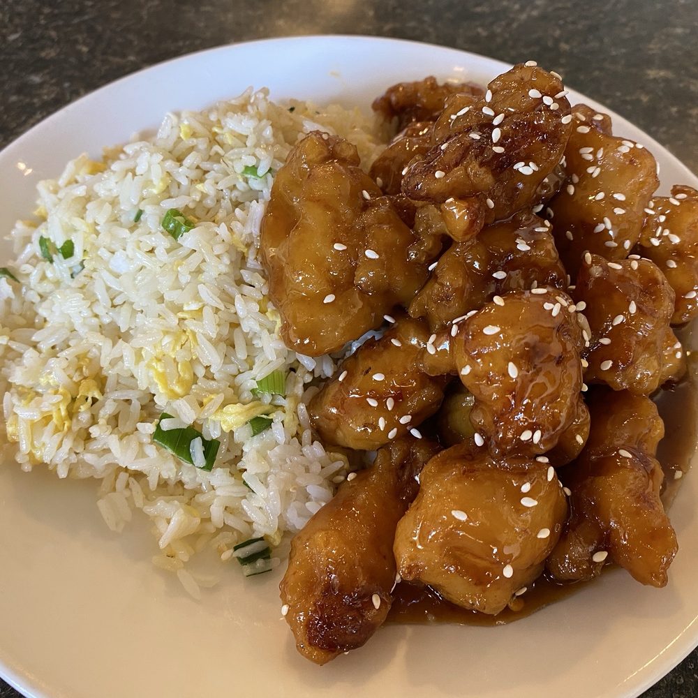 CF Cheng - Sesame chicken over fried rice - Chinese Near Me - Sacramento, California CF Cheng - Sesame chicken over fried rice - Chinese Near Me - Sacramento, California