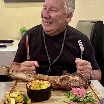 Emberz - Tomahawk steak, loaded baked potato and yummy squash. - Wine Bars Near Me - Sonora, California