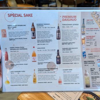Kobuta And Ookami - Drink menu. Page 1 of 2. Special Sake, Premium Daiginjo, Sake Flights, Beer, and more. - Japanese Near Me - Seattle, Washington Kobuta And Ookami - Drink menu. Page 1 of 2. Special Sake, Premium Daiginjo, Sake Flights, Beer, and more. - Japanese Near Me - Seattle, Washington