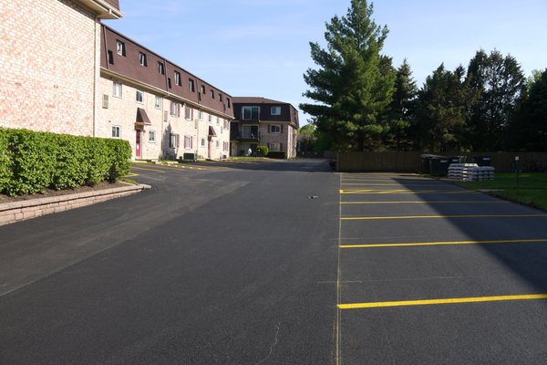 Commercial parking lot with striping