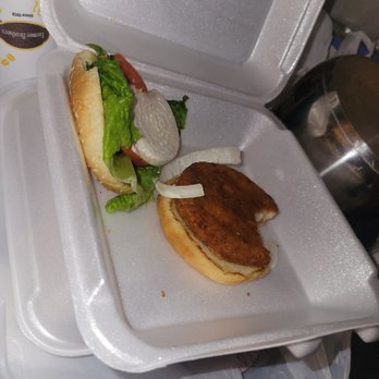 Urban Cowboy Bar and Grill - The size of the chicken patty "burger" - American Near Me - Eureka, Nevada Urban Cowboy Bar and Grill - The size of the chicken patty "burger" - American Near Me - Eureka, Nevada