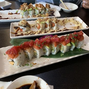 Hooked on Sushi - Marilyn Mon Roll, Bruce Lee roll and my husbands my favorite The Homeless Roll - Sushi Bars Near Me - Fort Worth, Texas