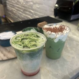 strawberry matcha, tiramisu matcha