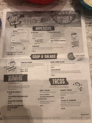 Menu photo 2 Chuy's Fort Worth, TX