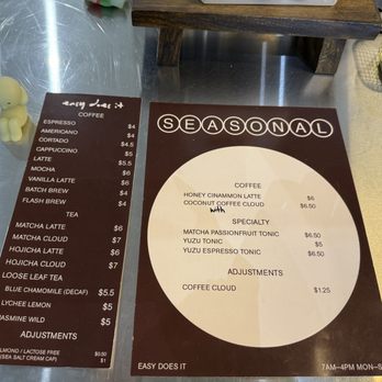 Easy Does It - Menu from July 2025 - Coffee & Tea Near Me - San Diego, California